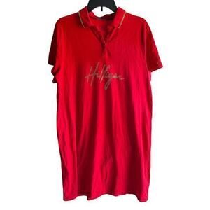 Tommy Hilfiger Woman’s Polo Preppy Dress gold bling logo size XL